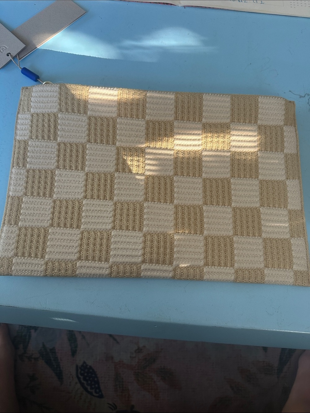 Rothy's Checkerboard Knit Clutch - Cream & Tan - Picture 4 of 5